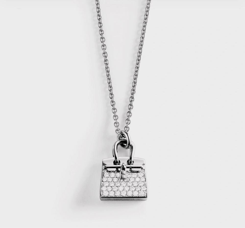 HERMÈS HSJ7001 LADY'S NECKLACE 925 STERLING SILVER ARTIFICIAL DIAMOND