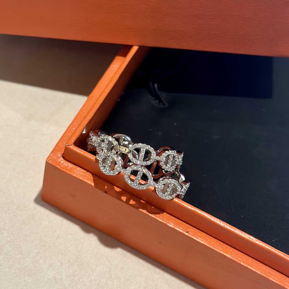 HERMÈS HSJ7002 LADY'S EARRINGS 925 STERLING SILVER AND ZIRCON