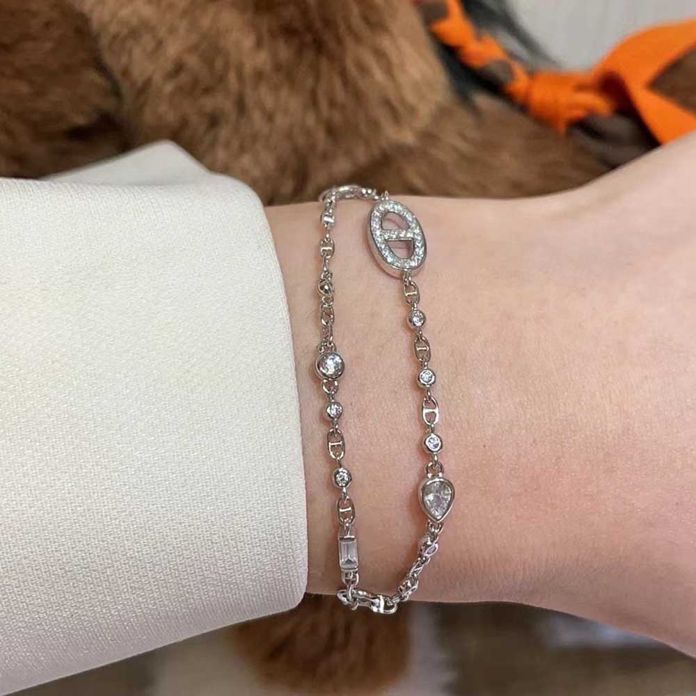 HERMÈS HSJ7004 LADY'S BRACELET 925 STERLING SILVER AND ARTIFICIAL DIAMOND