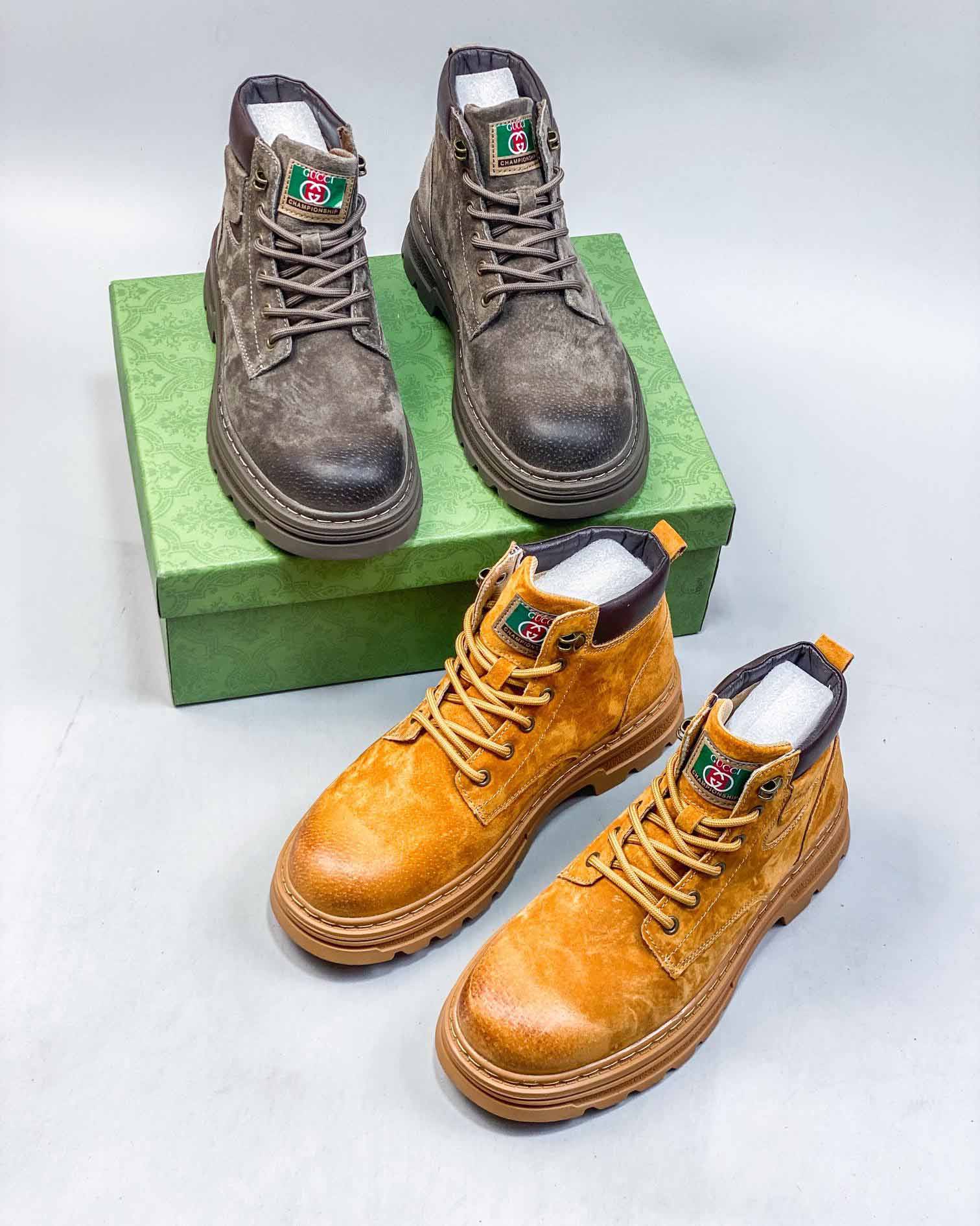 GUCCI GIS516552 MEN‘S HIGH TOP CASUAL CALFSKIN ENVIRONMENTALLY FRIENDLY TASTELESS SHOES EU39-EU44